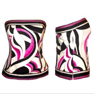 🔴 WHBM Bustier corset abstract print Top Sz 4, EUC